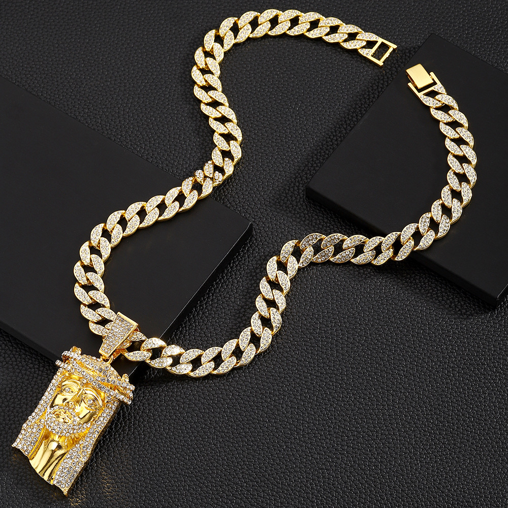 Men's Gender Hip-Hop Human Alloy Inlay Rhinestones Men's Pendant Necklace Necklace Pendant Men Pendant Necklaces