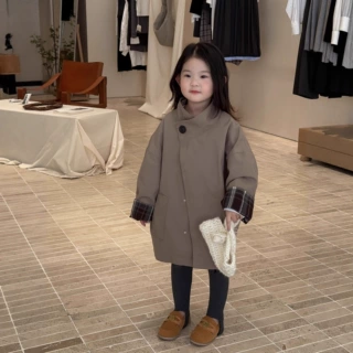 儿童装女童外套日系立领长袖风衣外衣26秋冬装新款外贸童装代发潮