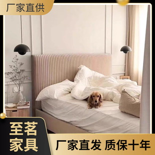 French Vintage Cream Style Velvet Bed Light Luxury Ins Internet Popular Bed Velvet Fabric Art Bed Small Apartment 1.8 Master Bed