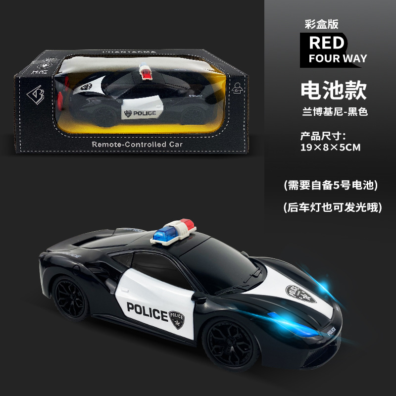 Simulación de cuatro conexiones cargadoras fuera de carretera control remoto coche de policía iluminación eléctrica modelo de coche deportivo niño modelo de coche juguetes al por mayor