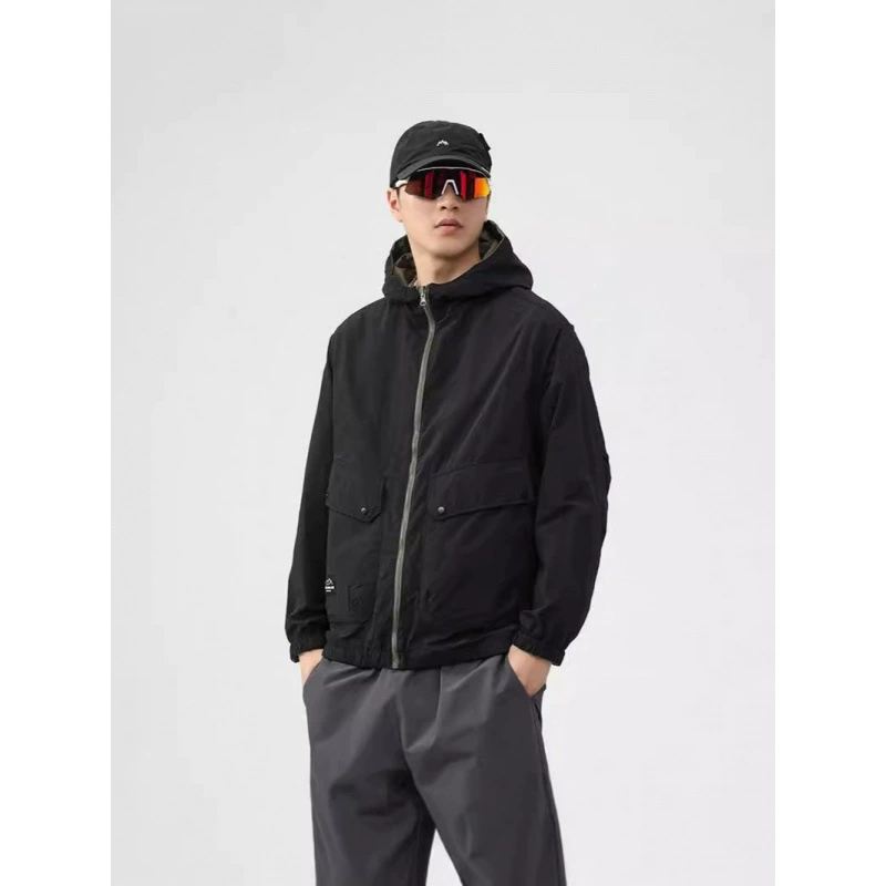 Мужская куртка в американском стиле casual осень 2024, женская мода в том же стиле, самый простой дизайн, куртка с капюшоном