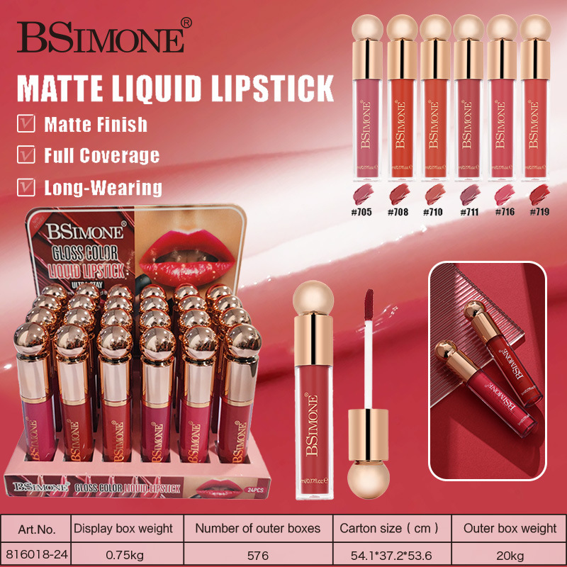 Caja de presentación Taza impermeable y antiadherente Lápiz labial Esmalte de labios Terciopelo hidratante mate de larga duración sin decoloración Esmalte de labios blancos