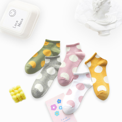 女短船袜可爱圆点糖果色浅口低帮运动纯棉薄款街拍潮袜|ru