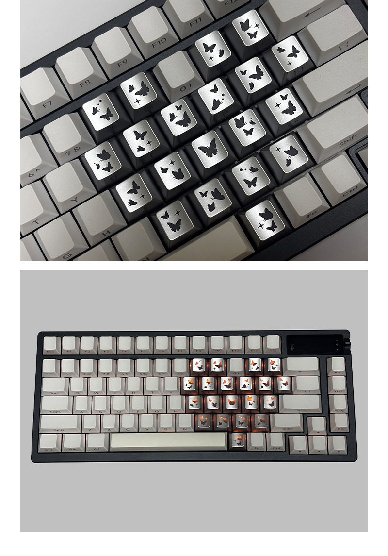 Heart Butterfly Mechanical Keyboard Keycaps 21 Keys Magnetic Diy_voghion.com