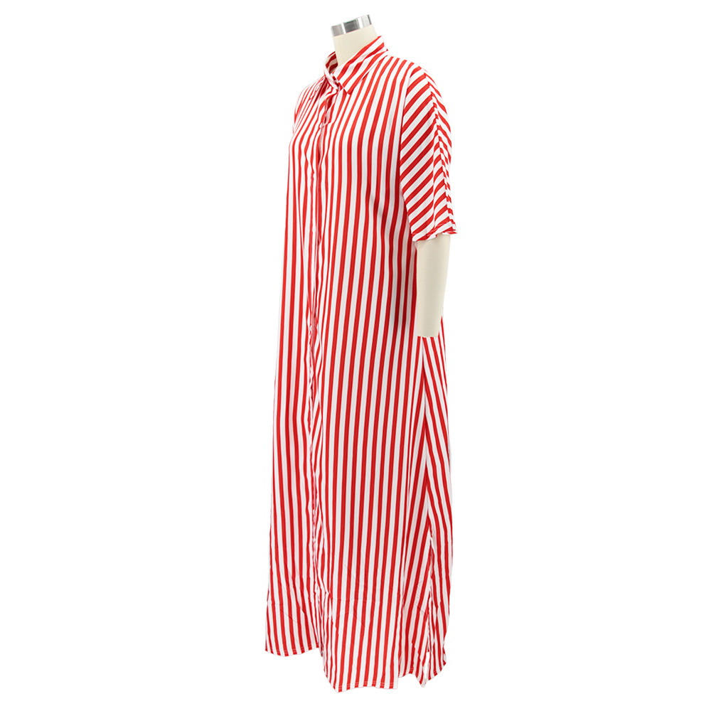 Women Clothing Striped Shirt Women Dress Split Dress French Dress