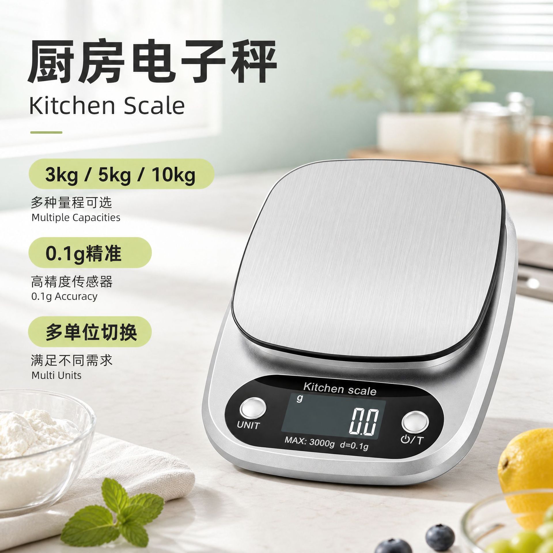 Dongguan Üreticisi 305 Paslanmaz Çelik Mutfak Terazi Gıda Tartısı 5kg Fırıncılık Tartısı Elektronik Terazi 3kg Fırıncılık 10kg/1g