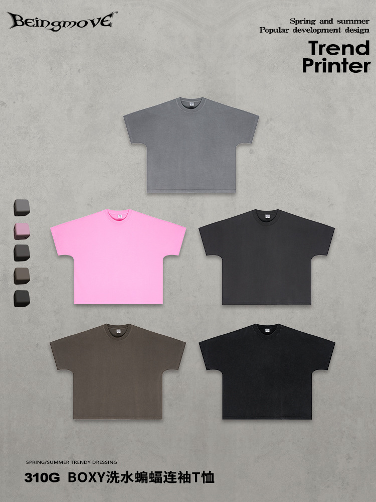 Calle secada| Nueva primavera y verano marca de moda americana BOXY T-shirt de manga corta larga larga larga cuello redondo suelto camiseta para hombres