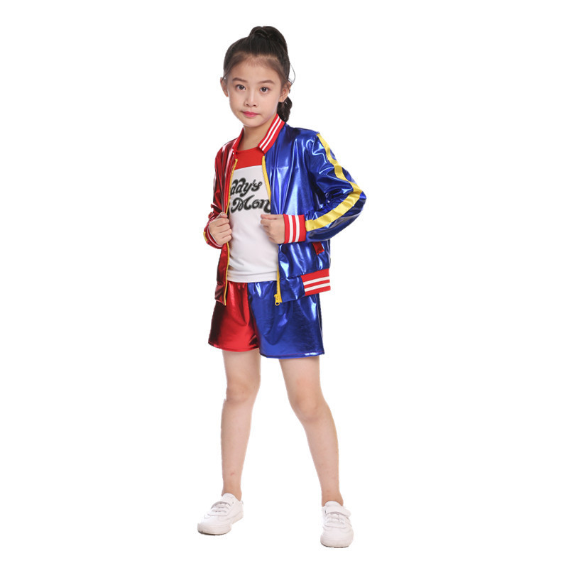 自殺チームのハリー・クラインsuicide squadの醜い女の子の子供のプリントのフルセットのコスプレ服|undefined