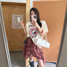 ME KAKAMEE十三行秋季不规则绑带格子假两件(有安全裤)半身裙 718