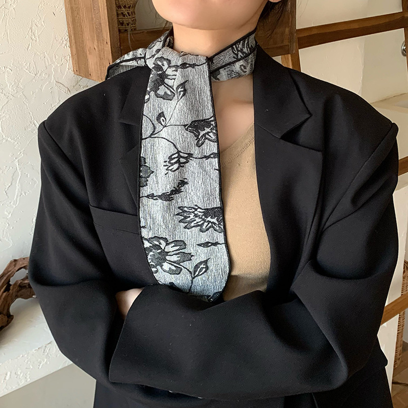 Pañuelo de seda, tira larga, estampado de alta calidad, bolso atado, decoración de cinta, accesorios de regalo, pañuelo de seda, estilo antiguo, diadema al por mayor