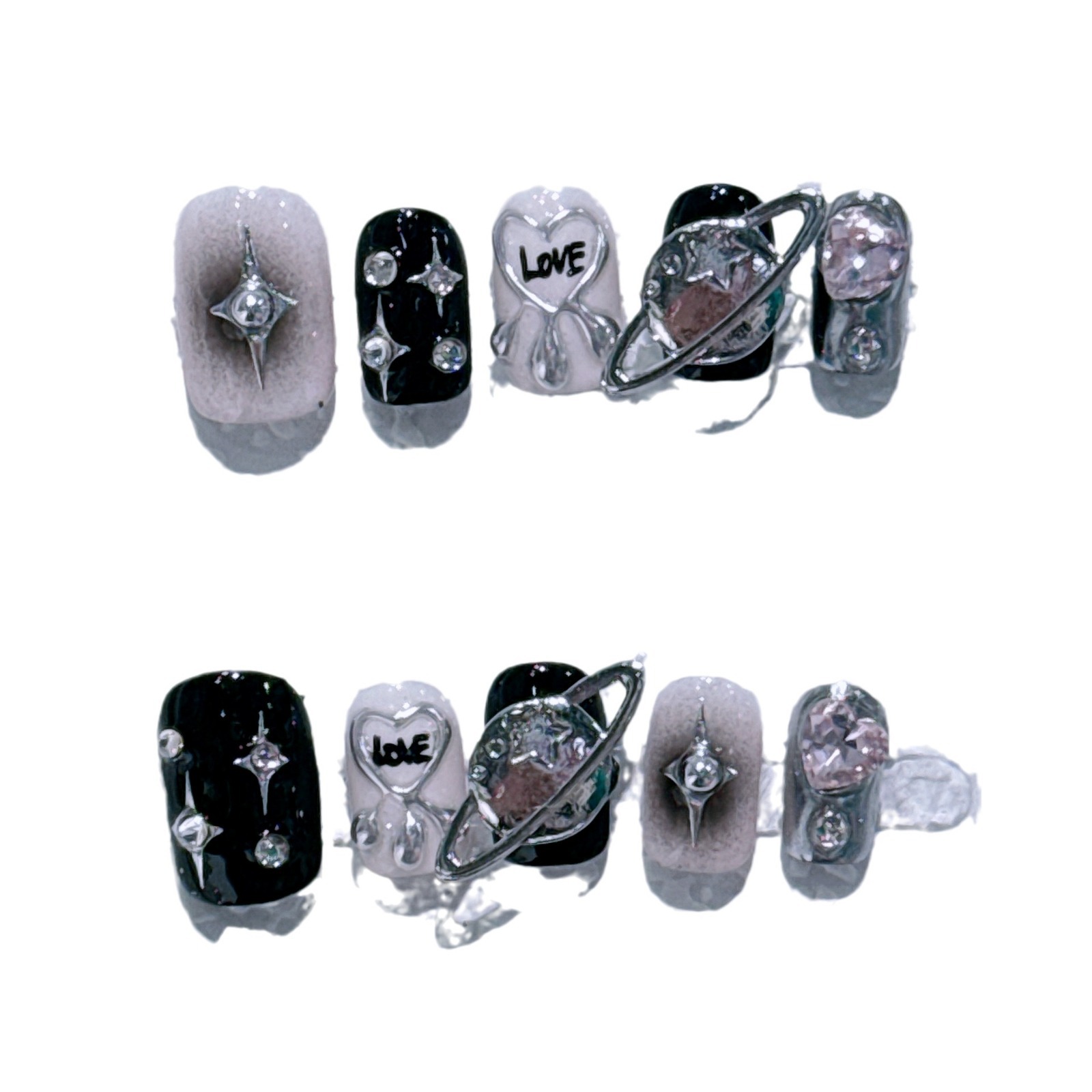 Miss Meow manicura hecha a mano chica caliente planeta corto cuadrado medio escalera parche producto terminado