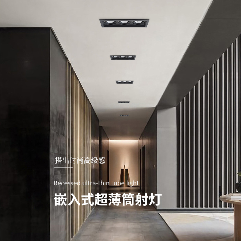 嵌入式方形格栅灯外壳套件双头斗胆灯天花灯外壳商用豆胆灯外壳铁