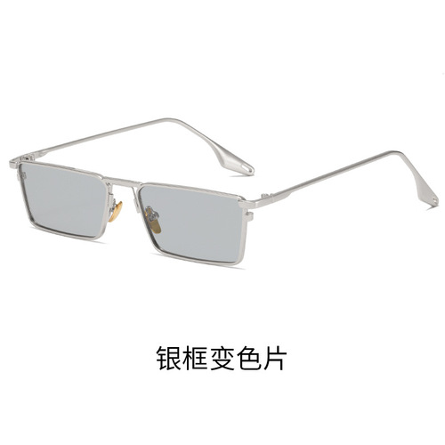 Fashion Internet celebrity small frame polarized sunglasses metal trend color changing sunglasses women's flat mirror 3036 can be equipped with myopia
