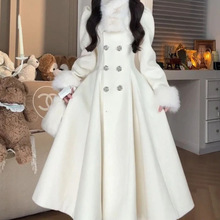 摆呢子毛呢大衣网红裙甜美毛领过膝气质正品爆款名媛大潮风衣外套