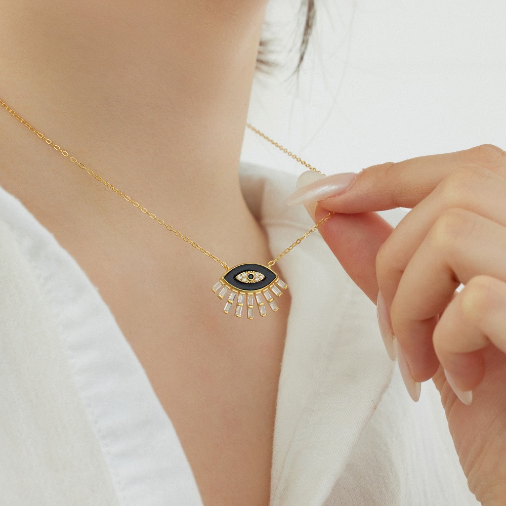7g Weight 925 Sterling Silver Pendant Material Zircon Inlay Material Pendant Necklace Classification 925 sterling silver Chain Material cable chain Chain Type 1 Piece Quantity Daily Occasion 925 Sterling Silver Material Palm, Eye Pattern Women's Gender Hollow Out, Inlay Design Simple Style, IG Style Style 925 Sterling Silver Zircon Cable Chain Hollow Out Inlay Palm Eye Pendant Necklace 44