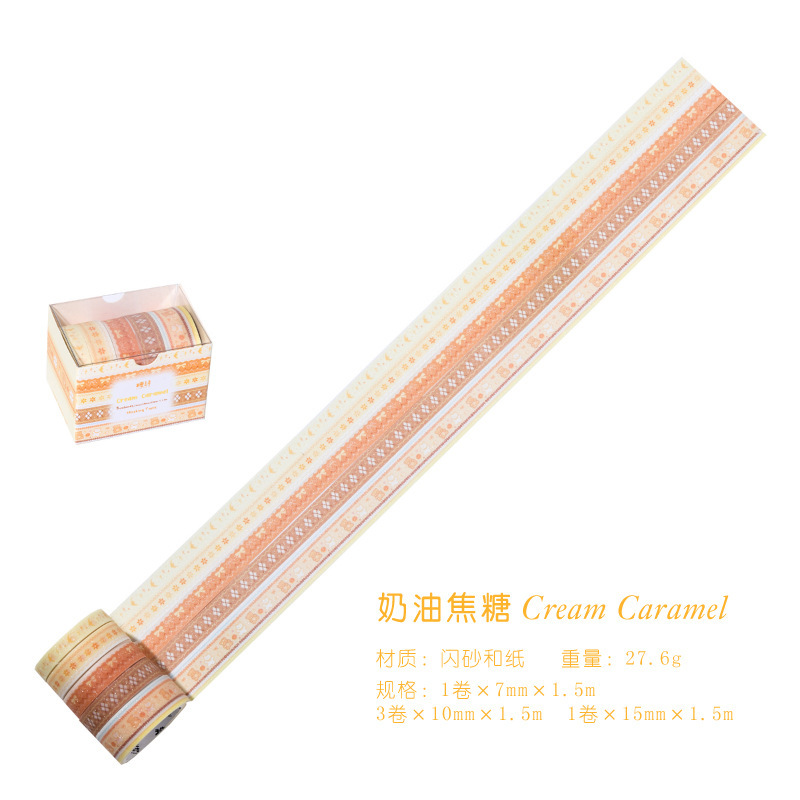 糖诗闪砂和纸套装胶带 漫游费尔岛系列 韩系基础百搭手帐拼贴胶带|undefined