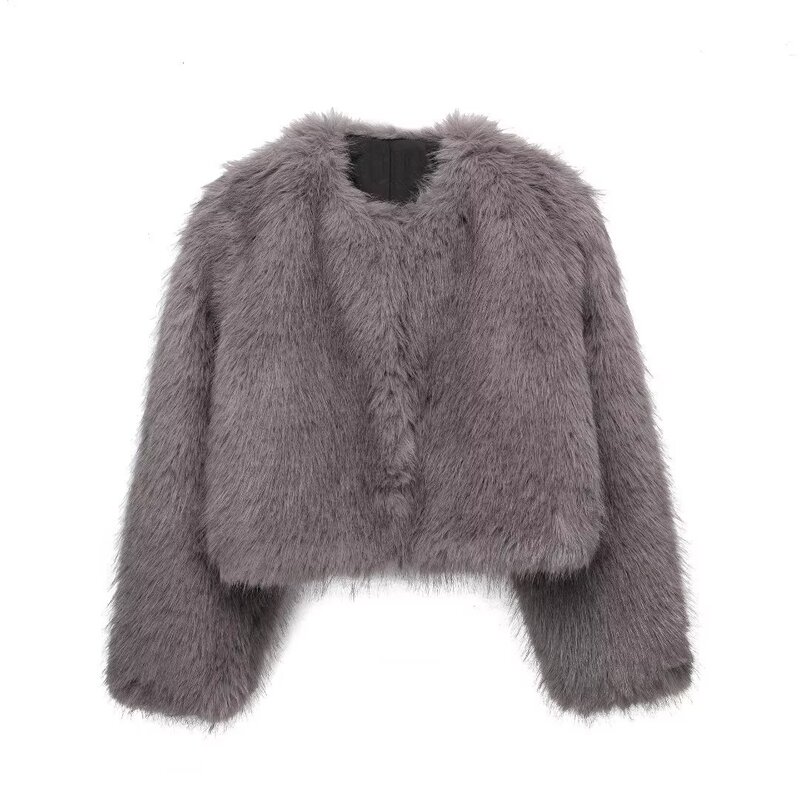 Foreign trade wholesale autumn new European and American style artificial fur effect short jacket coat 6318261