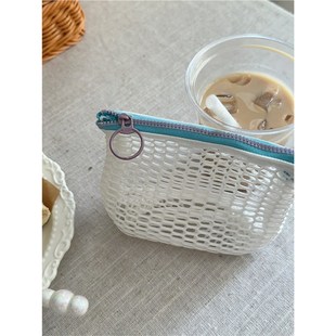 Storage Bag Small Bag Travel Contrast Mesh Coin Purse Card Bag Lipstick Cosmetic Fit Bag Earphone Bag Storage Bag