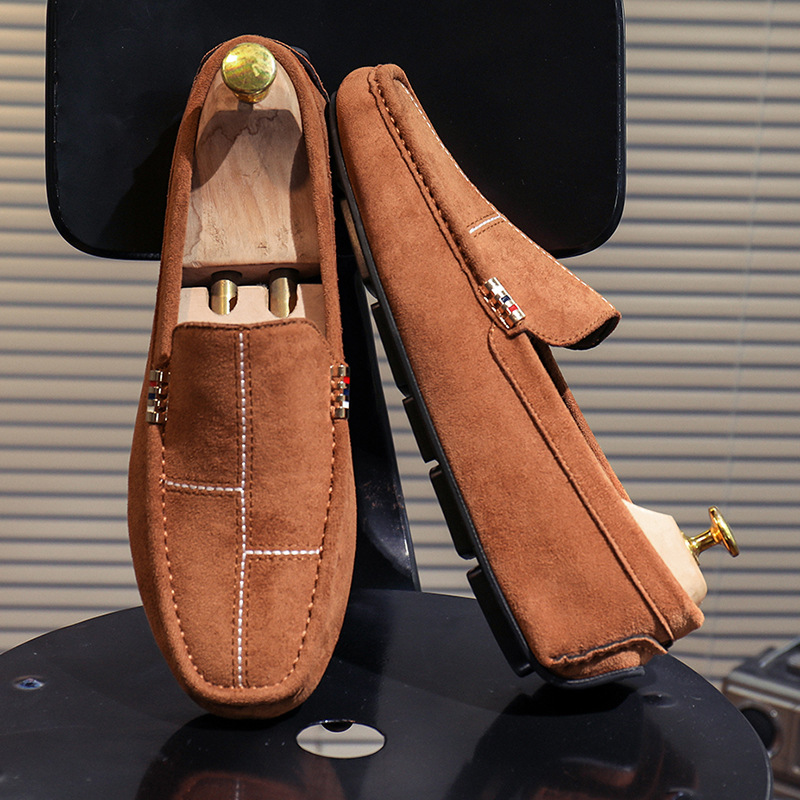 Doudou British leather casual driving shoes, men's lazy shoes_voghion.com