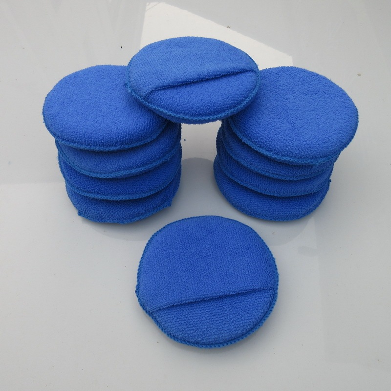 Round Sponge Block 5inch Waxing Pad Polishing Sponge Fiber Pocket Crystal-Coated Car Wash Sponge Fiber Towel