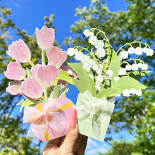 精雕立体卡芳华绽放高颜值高级感婚庆学生送礼花束精致教师节贺卡