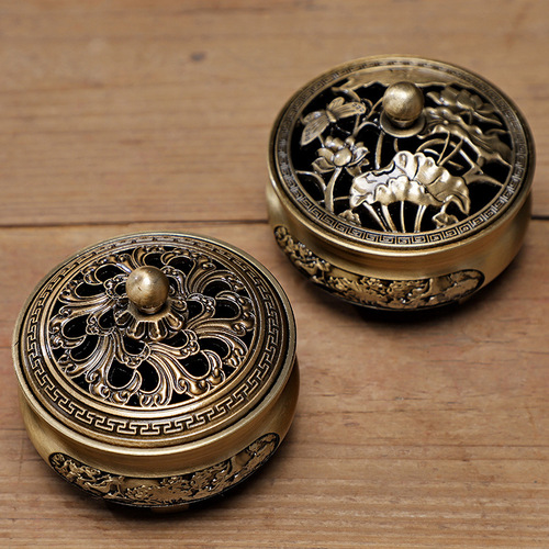 Creative retro incense burner ornaments alloy incense burner lotus leaf incense burner incense burner tower incense burner indoor aromatherapy burner home
