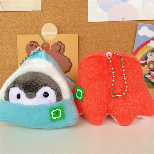 Positive energy penguin bag pendant sausage doll bread plush toy cute egg keychain ins wholesale