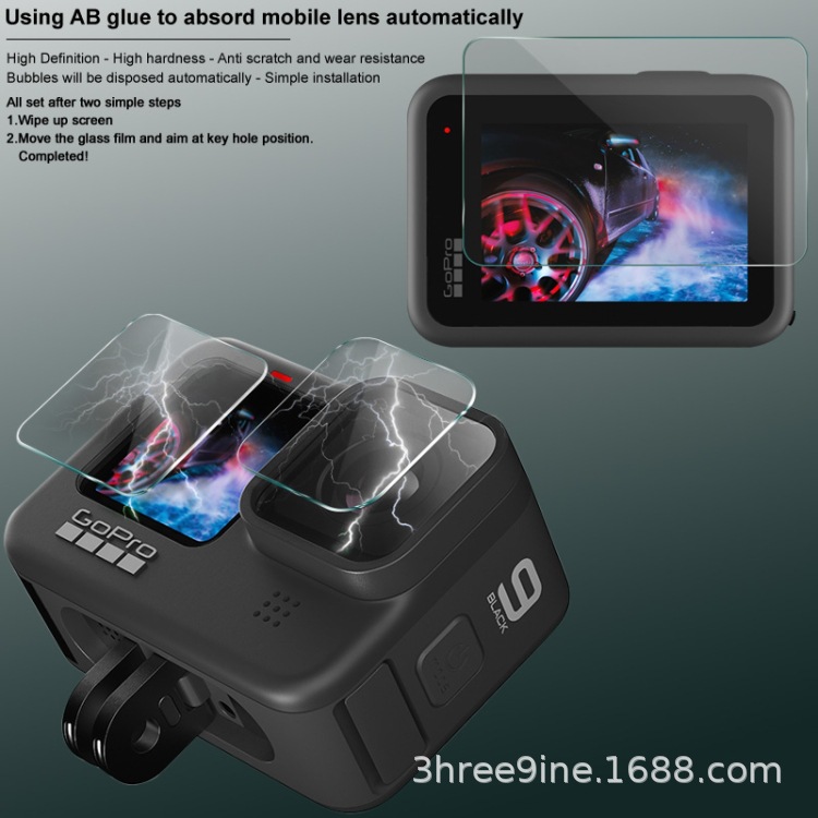 Aplicable a la Cámara DJI DjiGo Pro9/10/11 conjunto completo película de vidrio templado Go Pro7/8 película protectora