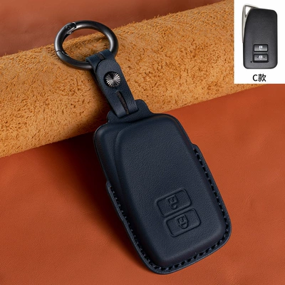 layer cowhide Lexus key Car key bag - type-c-blue-2-keys