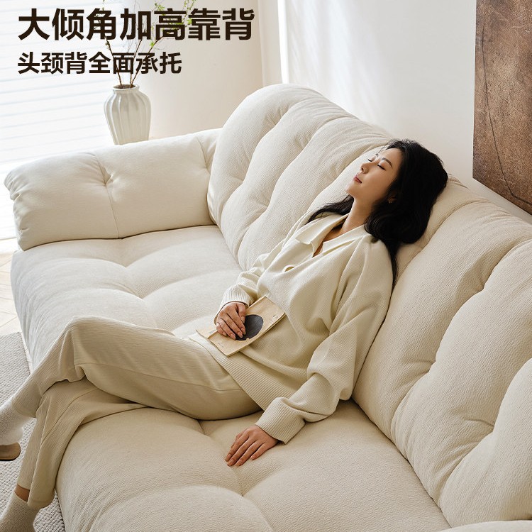 Foshan muebles sofá de tela de viento crema sala de estar 2026 nuevo simple línea recta nubes sofá de nubes desmontable