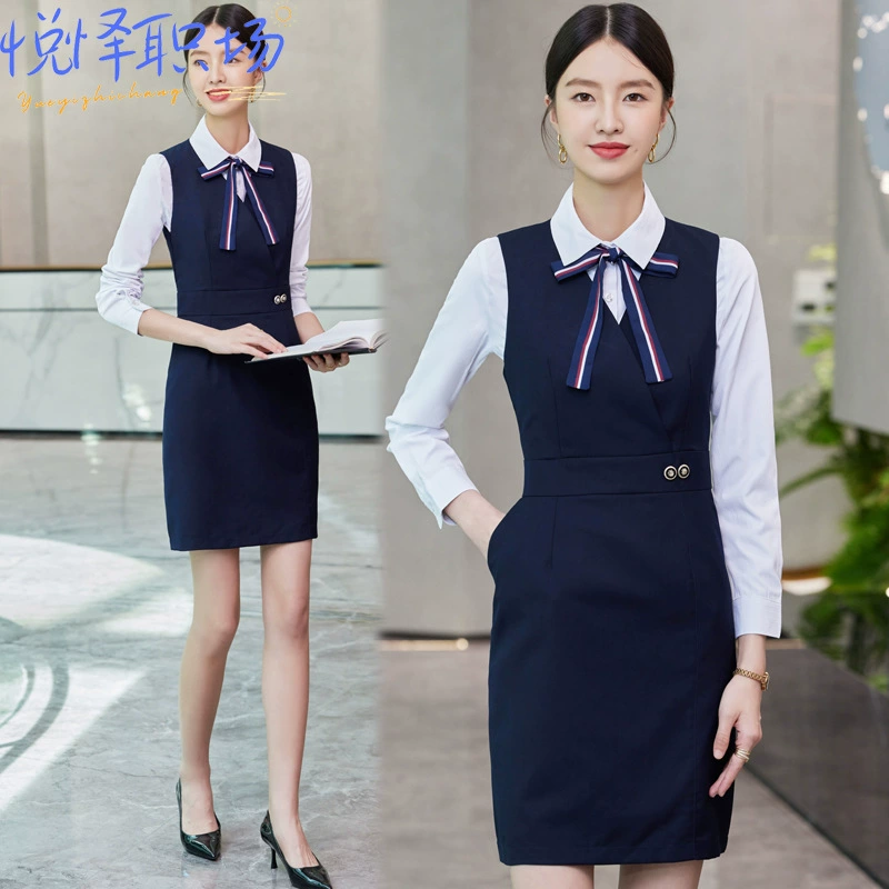 Профессиональное платье Женская Осенняя темперамент ювелирные изделия отель стойка регистрации рабочая одежда летчик салон красоты прием рабочая одежда комплект платья