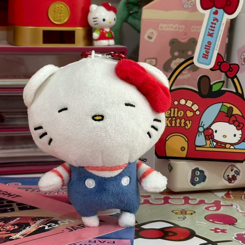 黑色草帽kitty帽宝宝挂件爱心扣公仔玩偶可爱赫本风挂饰钥匙扣|undefined