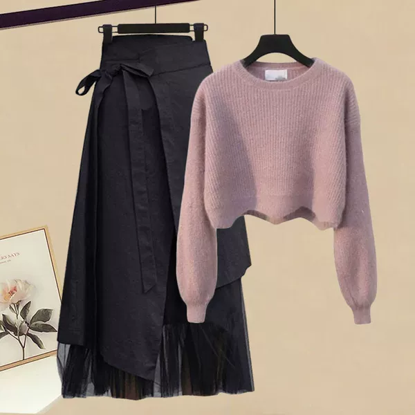 Fuchsia sweater, skirt