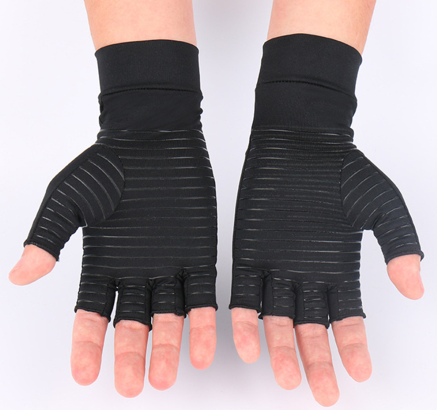 Amazon fibra de cobre al aire libre medio dedo ciclismo guantes fitness rehabilitación silicona antideslizante entrenamiento ciclismo guantes al por mayor