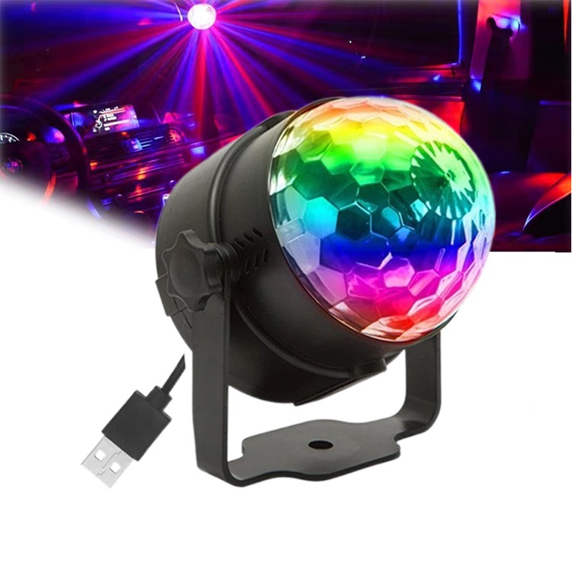 Mini bola mágica con música Bluetooth USB, luz de escenario portátil para coche, iluminación ambiental nocturna