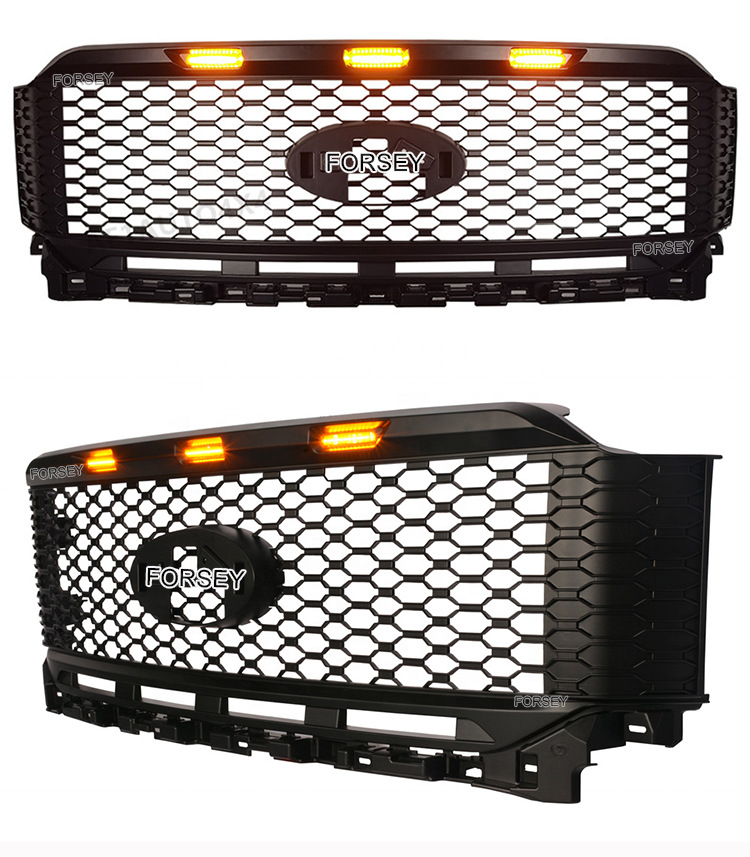 Suitable for 21 Ford Raptor F-150 front grille with lights and front bumper center grid