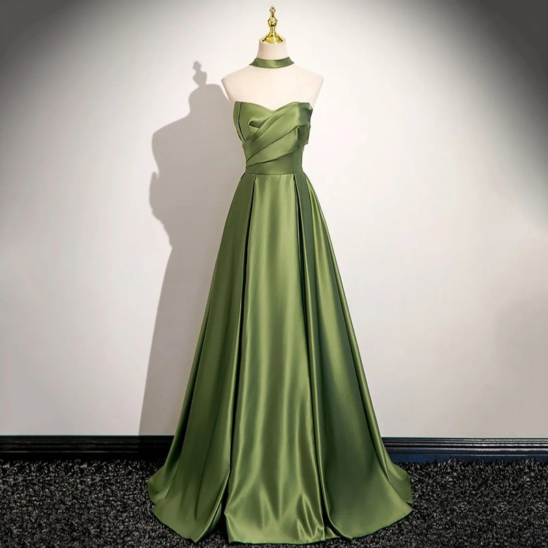 Satin Evening Dress Cross-Border New Style Birthday Ball Gown High-End Design Bride and Bridesmaid Dresses Satin Evening Dress Cross-Border New Style Birthday Ball Gown High-End Design Bride and Bridesmaid Dresses