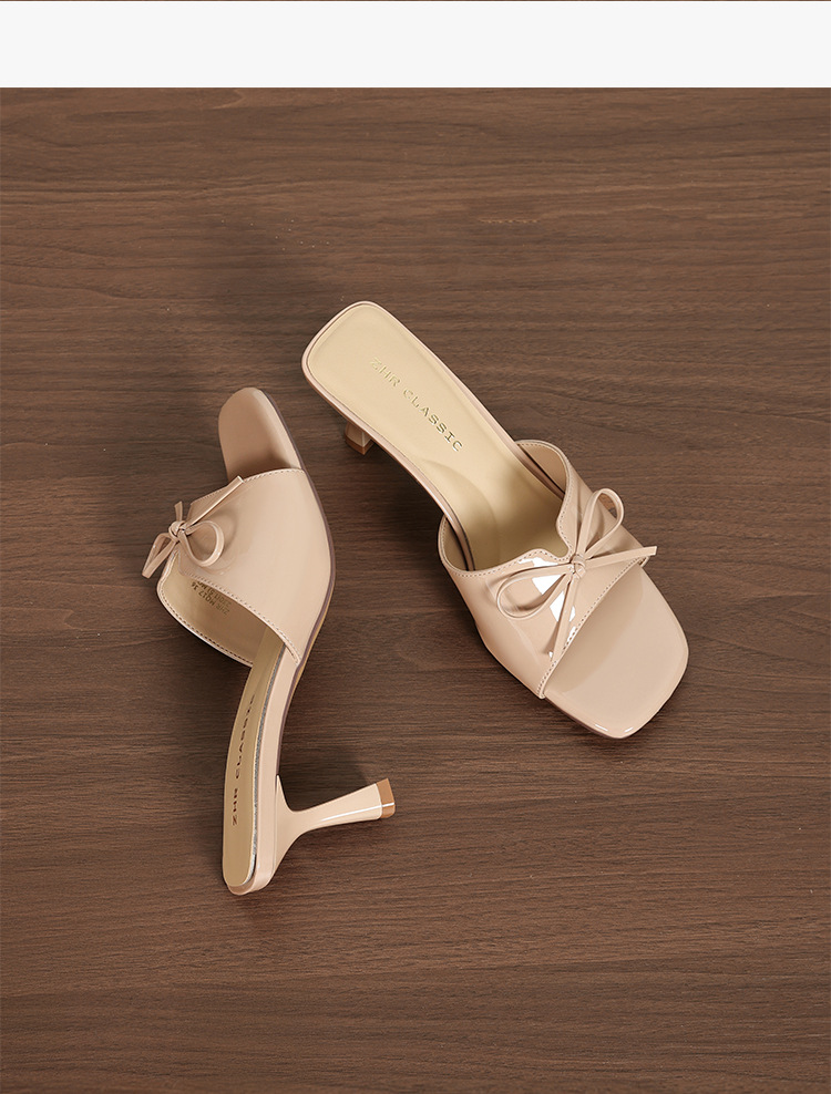 Sandal cao gót nữ hở mũi quai ngang màu nude — MQ17 khỏa thân màu hồng chi tiết 15