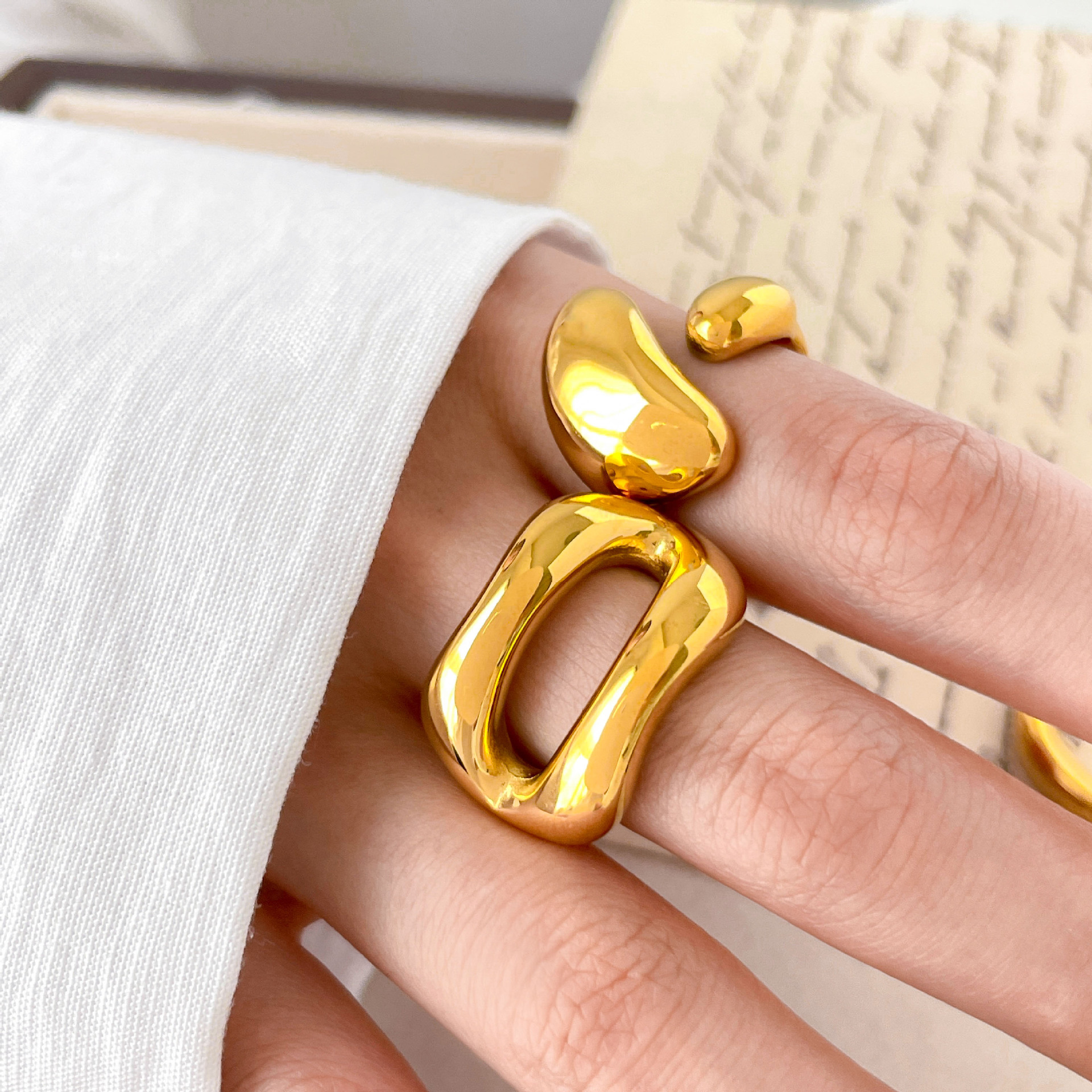 Joyería Al Por Mayor Estilo Simple Estilo Clásico Geométrico Acero Titanio Enchapado Anillos display picture 13