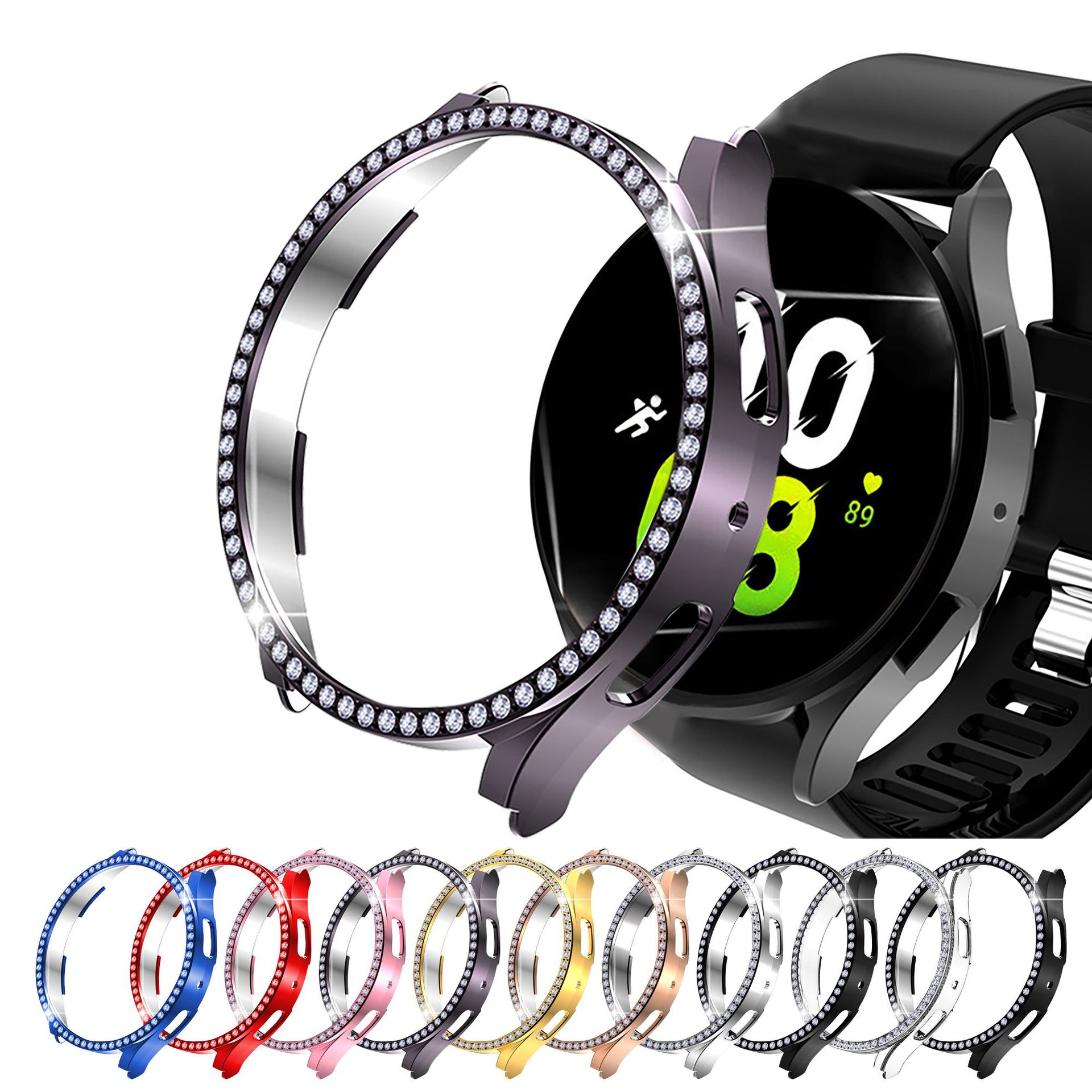 国鸿基适用三星手表保护壳PC镂空单排钻Galaxy watch5 pro保护套