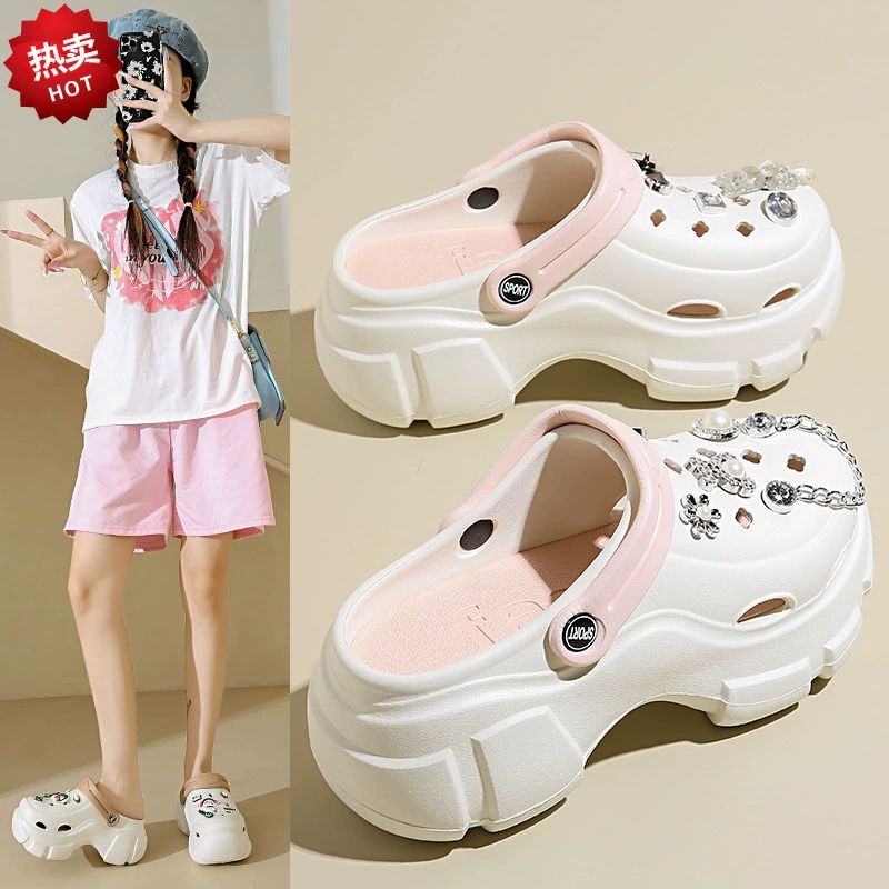 Нескользящие пещерные туфли для повышения обуви для женщин, носящих летние DIY аксессуары, толстые подошвы, чтобы наступить на фекалии