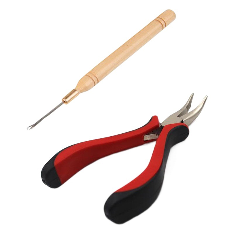 Alicates de extensión de pelo para productos de peluquería rojo y negro codo dentado peluca alicates herramienta de extensión de pelo