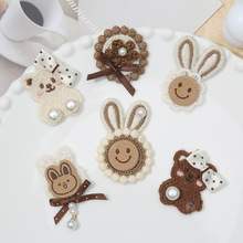 卡通动物珍珠小熊兔子流苏布贴diy发夹鞋帽服装包包装饰配件批发