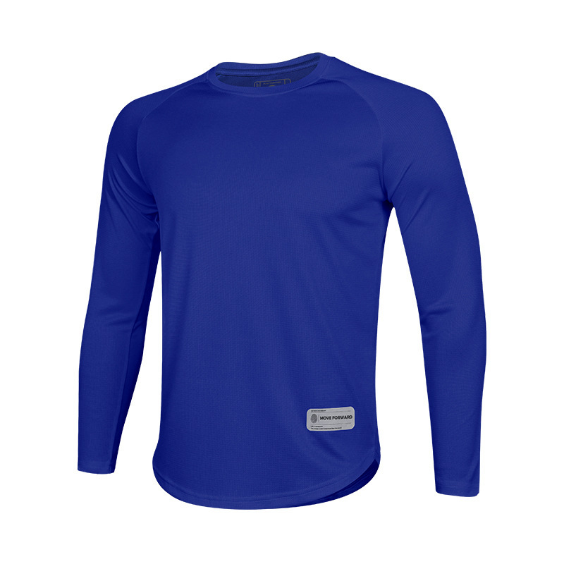 Trajes de gimnasio estadounidenses de manga larga para hombres de otoño y invierno camiseta deportiva al aire libre corredor de cuello redondo de la marea ocio relajado rápido secado