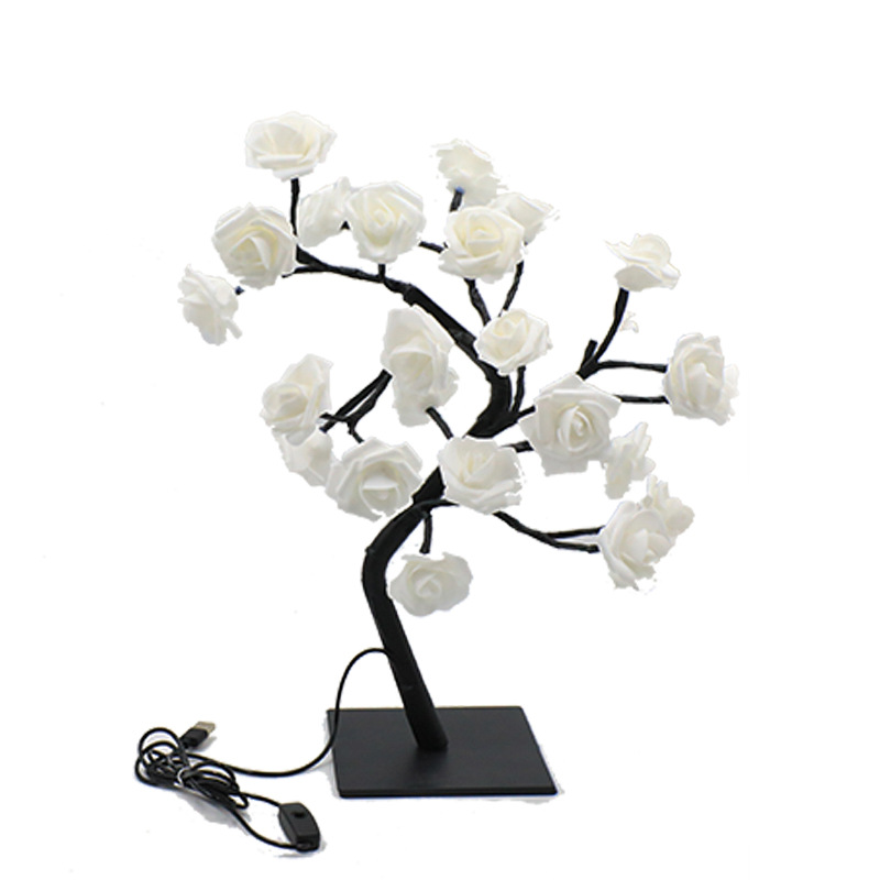 Transfronterizo caliente Rose Tree lámpara decoración de la habitación LED flor de cerezo luz de la noche lámpara de mesa USB interruptor de luz de color