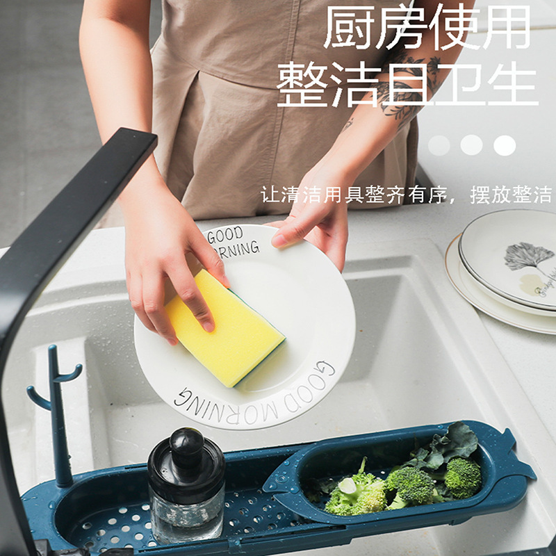 厨房伸缩水槽置物架多功能碗筷沥水碗架台面水池收纳架碗碟沥水架