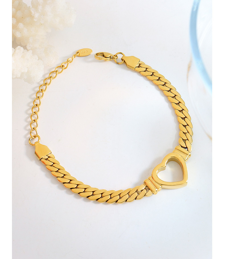 Fashion Heart Shape Titanium Steel Plating Bracelets 1 Piece