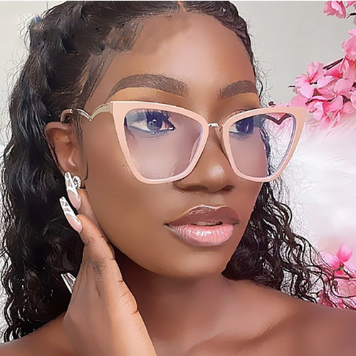 Cross-border fashion  new anti-blue light glasses frame personalized cat eye Internet celebrity flat mirror European and American trend glasses frame