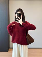 拉毛！慵懒风显瘦莫兰迪色拉毛羊毛羊绒衫毛衣女25冬新款G102217