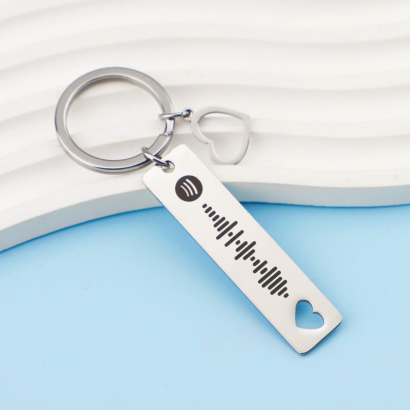 Amazon Spotify Stainless Steel Pendant Pendant Creative Stylish DIY Sound Track Keychain Jewelry Heart Accessories